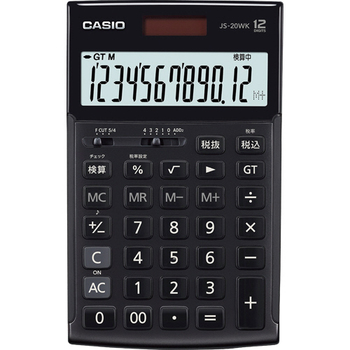 カシオ 本格実務電卓 12桁 ジャストタイプ ブラック JS-20WK-MBK-N 1台