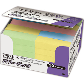 3M ポスト・イット 強粘着見出し 50×15mm パステルカラー 4色混色 7002SS-K 1パック(50冊)