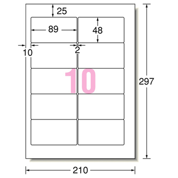 エーワン パソコン&ワープロラベルシール[兼用] マット紙・ホワイト A4 Canonタイプ 10面 89×48mm 四辺余白付 28178 1冊(100シート