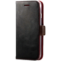 エレコム iPhone SE 第3世代 レザーケース 手帳型 耐衝撃 磁石付 ステッチ クリアケース ブラック PM-A22SPLFYBK 1個