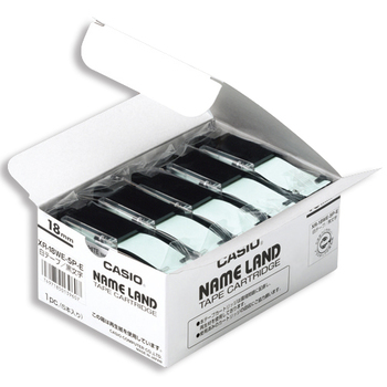 カシオ NAME LAND スタンダードテープ 18mm×8m 白/黒文字 XR-18WE-5P-E 1セット(100個:5個×20パック)