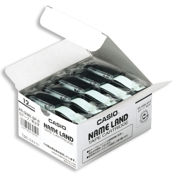カシオ NAME LAND スタンダードテープ 12mm×8m 透明/黒文字 XR-12X-5P-E 1セット(100個:5個×20パック)