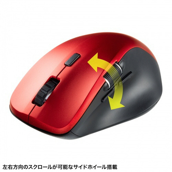 サンワサプライ 静音Bluetoothマウス(サイドホイール付き) 5ボタン レッド MA-BBS523R 1個