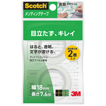 3M スコッチ メンディングテープ 詰替 18mm×7.6m CM18-R2P 1パック(2巻)