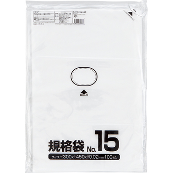 クラフトマン 規格袋 15号 ヨコ300×タテ450×厚み0.02mm HKT-009 1パック(100枚)