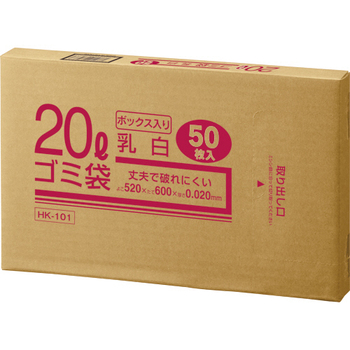 クラフトマン 業務用乳白半透明 メタロセン配合厚手ゴミ袋 20L BOXタイプ HK-101 1箱(50枚)