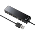 サンワサプライ HDD接続対応・面ファスナー付4ポートUSB2.0ハブ(セルフ/バスパワー) ブラック USB-HTV410BKN2 1個