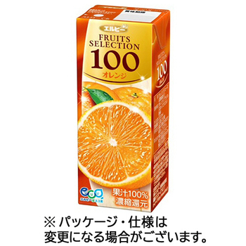 エルビー フルーツセレクション オレンジ100 200mL 紙パック 1セット(72本:24本×3ケース)