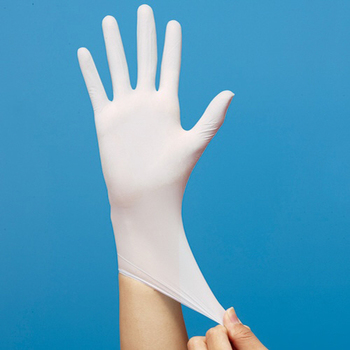 川西工業 ニトリル 使いきり極薄手袋 粉付 ホワイト M #2044 1箱(100枚)