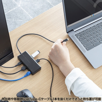 サンワサプライ USB Type-C ドッキングステーション USB-DKM7BK 1台