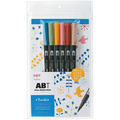 トンボ鉛筆 水性マーカー デュアルブラッシュペン ABT 6色(各色1本) ノルディック AB-T6CNR 1パック