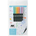 トンボ鉛筆 水性マーカー デュアルブラッシュペン ABT 6色(各色1本) ファンシー AB-T6CFN 1パック