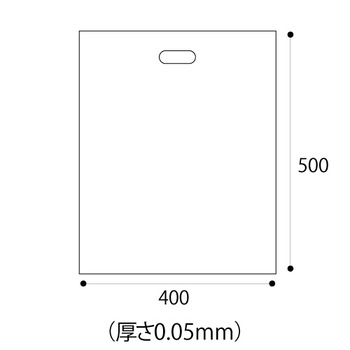 TANOSEE ポリエチレン手提袋 小判抜き ハードタイプ LL ヨコ400×タテ500×厚さ0.05mm ホワイト 1パック(50枚)