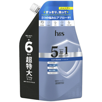 P&G h&s 5in1 クールクレンズ シャンプー つめかえ用 超特大 1750g 1個