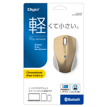 ナカバヤシ 小型 Bluetooth 3ボタンBlueLEDマウス ゴールド MUS-BKT99NGL 1個