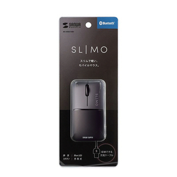 サンワサプライ 静音BluetoothブルーLEDマウス SLIMO (充電式) ブラック MA-BBS310BK 1個