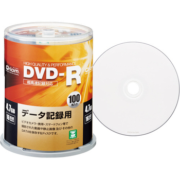 YAMAZEN Qriom データ用DVD-R 4.7GB 1-16倍速 ホワイトワイドプリンタブル スピンドルケース QDR-D100SP 1パック(100枚