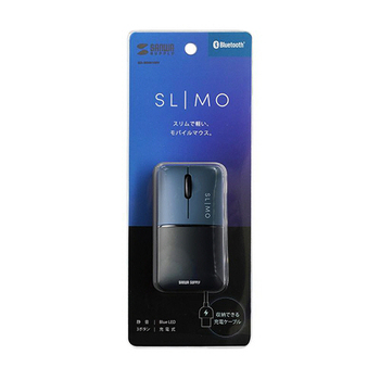 サンワサプライ 静音BluetoothブルーLEDマウス SLIMO (充電式) ネイビー MA-BBS310NV 1個