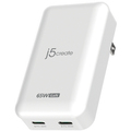 j5 Create 65W GaN スリム PD対応 USB-C 2ポート充電器 ホワイト JUP2465 1個