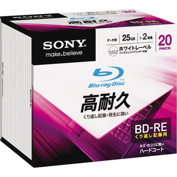 ソニー データ用BD-RE 25GB 1-2倍速 ホワイトワイドプリンタブル 5mmスリムケース 20BNE1DCPS2 1パック(20枚)