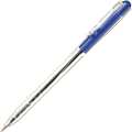 TANOSEE ノック式油性ボールペン 0.7mm 青 (軸色:クリア) 1箱(10本)