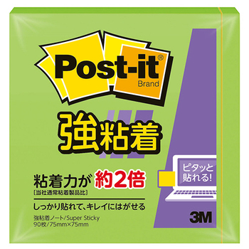 3M ポスト・イット 強粘着ノート 75×75mm アシッドライム 654SS-LI 1冊