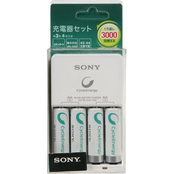 ソニー ニッケル水素スタンダード充電器セット 単3形「サイクルエナジーシルバー」4本付 BCG34HH4R 1パック