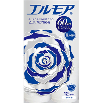 カミ商事 エルモア トイレットロール 花の香り シングル 芯あり 60m 1パック(12ロール)