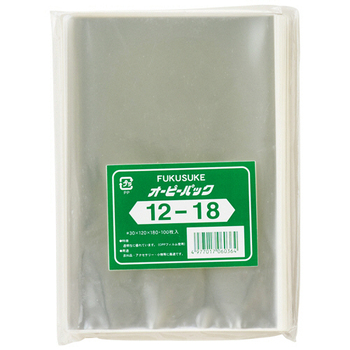 福助工業 オーピーパック テープなし No.12-18 120×180mm 0840361 1セット(1000枚:100枚×10パック)
