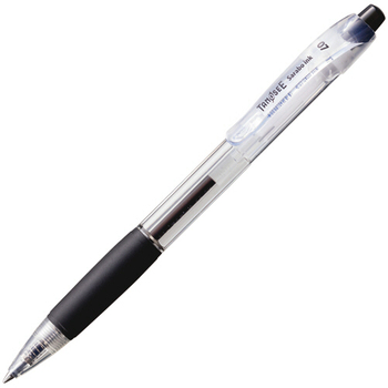 TANOSEE ノック式油性ボールペン(なめらかインク) 0.7mm 黒 (軸色:クリア) 1セット(10本)