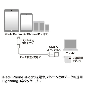 サンワサプライ ライトニングケーブル ホワイト 1m KB-IPLT10K3W 1本