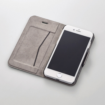 エレコム iPhone8/7用ソフトレザーカバー 薄型 磁石付 カーボン調(ブラック) PM-A17MPLFUCB 1個