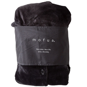 ナイスデイ mofua プレミアムマイクロファイバー 着る毛布(フード付) ブラック 1枚