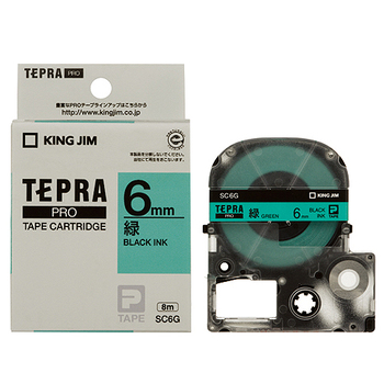 キングジム テプラ PRO テープカートリッジ パステル 6mm 緑/黒文字 SC6G 1個