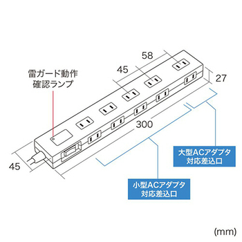 サンワサプライ 雷ガードタップ 2P・10個口 3m ホワイト TAP-SP2110N-3W 1個