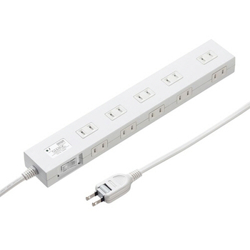 サンワサプライ 雷ガードタップ 2P・10個口 5m ホワイト TAP-SP2110N-5W 1個