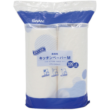 SWAN 業務用 キッチンペーパー M 100カット/ロール 1パック(2ロール)