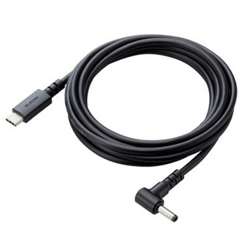 エレコム ノートPC用充電ケーブル(USB Type-C/DC4.0mmコネクター/60W) ブラック 2m RoHS指令準拠(10物質) DC-PDD20BK