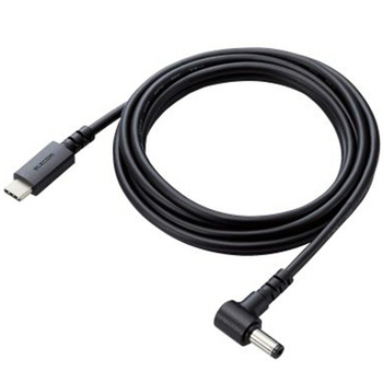 エレコム ノートPC用充電ケーブル(USB Type-C/DC5.5mmコネクター/60W) ブラック 2m RoHS指令準拠(10物質) DC-PDF20BK