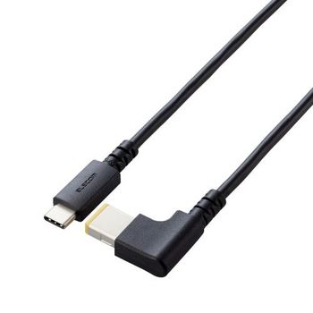 エレコム ノートPC用充電ケーブル(USB Type-C/DC角コネクター/60W) ブラック 2m RoHS指令準拠(10物質) DC-PDL20BK 1本