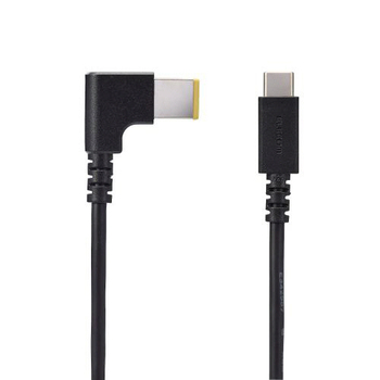 エレコム ノートPC用充電ケーブル(USB Type-C/DC角コネクター/60W) ブラック 2m RoHS指令準拠(10物質) DC-PDL20BK 1本