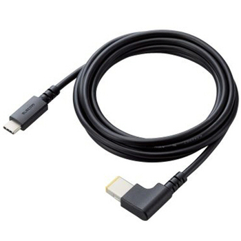 エレコム ノートPC用充電ケーブル(USB Type-C/DC角コネクター/60W) ブラック 2m RoHS指令準拠(10物質) DC-PDL20BK 1本