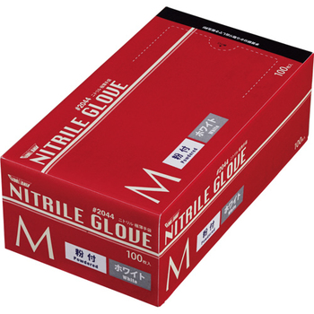 (ケア商品)(まとめ)ニトリル極薄手袋 #2044-1 パウダーイン ホワイト M 100枚入×20箱