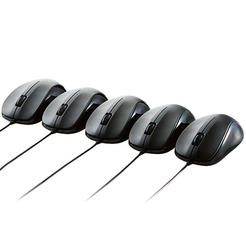 TANOSEE エレコム USBレーザーマウス 3ボタン Mサイズ ブラック RoHS指令準拠(10物質) 1セット(5個)