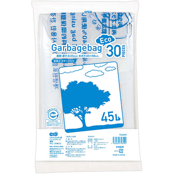 TANOSEE リサイクルポリ袋(エコデザイン) 透明 45L 1パック(30枚)