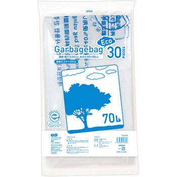 TANOSEE リサイクルポリ袋(エコデザイン) 透明 70L 1パック(30枚)