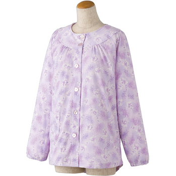 ケアファッション 大きめボタンパジャマ(上衣) 婦人用 パープル Mサイズ 39921-11 1着