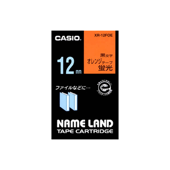 カシオ NAME LAND 蛍光テープ 12mm×5.5m 蛍光オレンジ/黒文字 XR-12FOE 1個