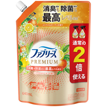 P&G ファブリーズW除菌+消臭 プレミアム シトラス&ガーデンの香り つめかえ用 特大 640mL 1個