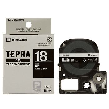 キングジム テプラ PRO テープカートリッジ ビビッド 18mm 黒/白文字 SD18K 1個